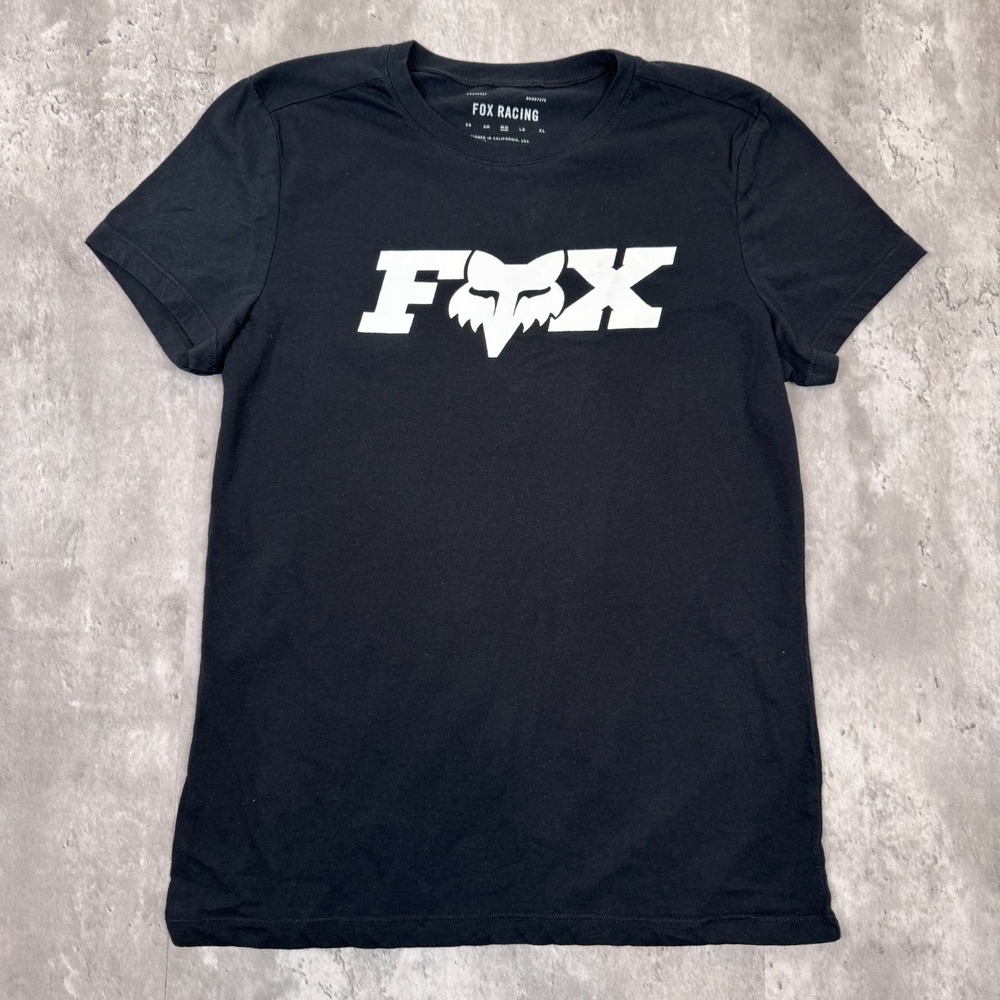 Fox Racing Short Sleeve T-Shirt Womens Medium Black Motocross Racing Sports Y2K